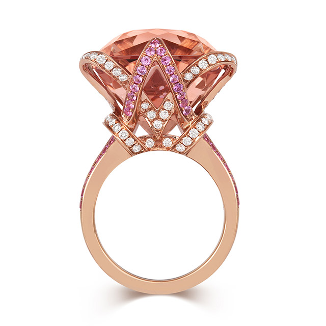 18k Gold Morganite Sapphire & Diamond Ring