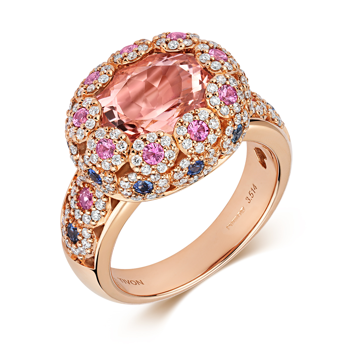 18k Rose Gold Morganite & Sapphire Ring