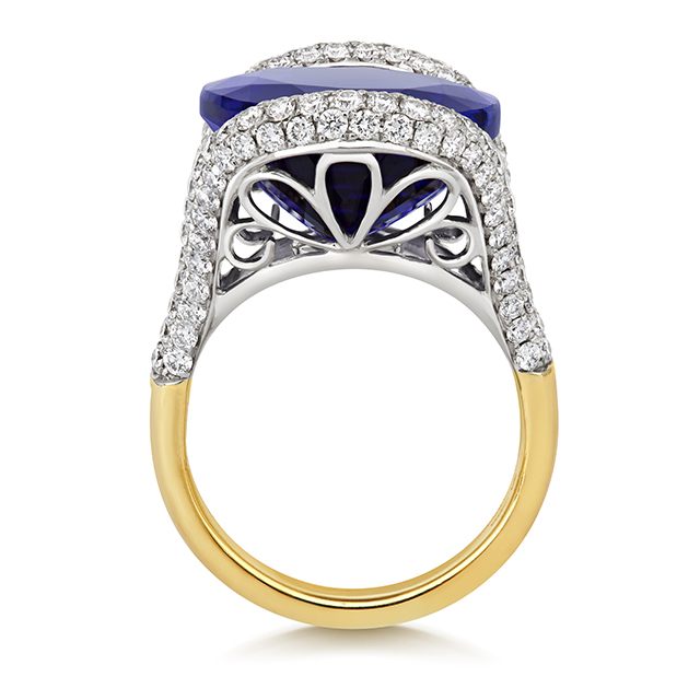 18k Gold AAAA Tanzanite & Diamond Ring