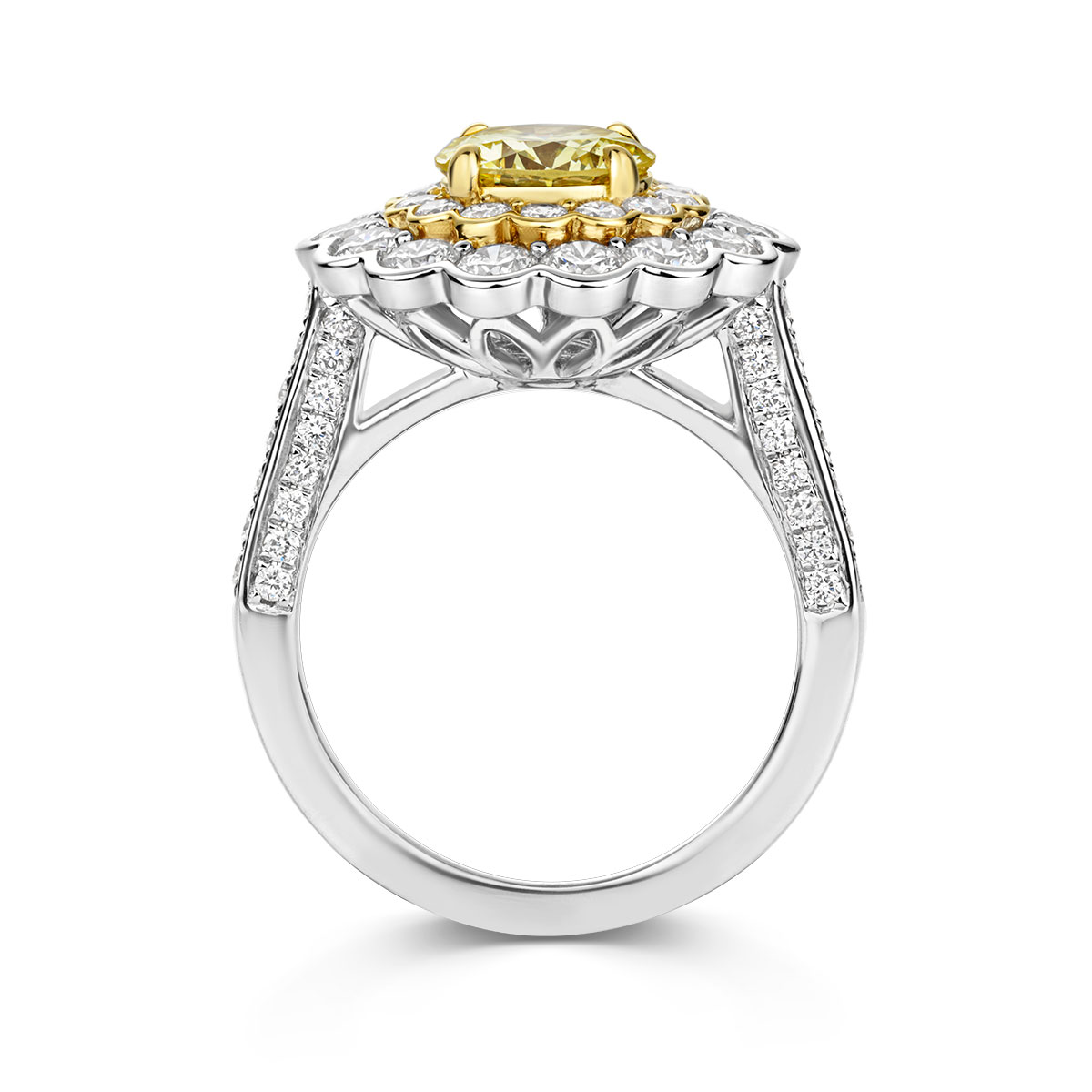 Platinum & 18k Gold Fancy Yellow Diamond Ring
