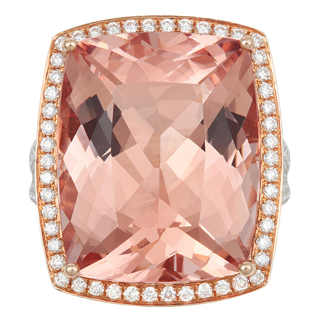 18k two-tone Gold Morganite & Diamond Ring